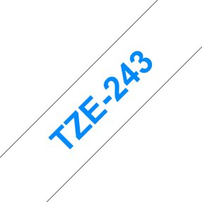 Brother TZe243 Ruban adhésif laminé générique – Texte bleu sur fond blanc – Largeur 18 mm x 8 mètres
