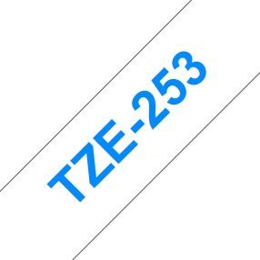 Brother TZe253 Ruban adhésif laminé générique – Texte bleu sur fond blanc – Largeur 24 mm x 8 mètres