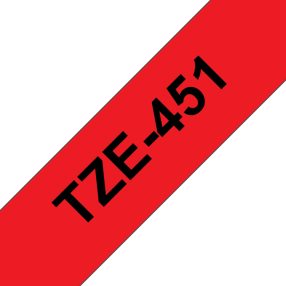 Brother TZe451 Ruban adhésif laminé générique – Texte noir sur fond rouge – Largeur 24 mm x 8 mètres
