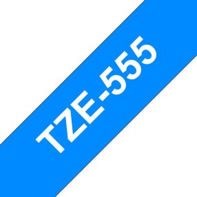 Brother TZe555 Ruban adhésif laminé générique – Texte blanc sur fond bleu – Largeur 24 mm x 8 mètres