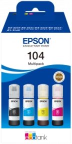 Epson 104 Pack de 4 bouteilles d’encre d’origine – C13T00P640