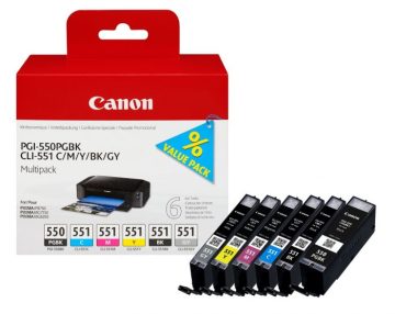 Canon PGI550/CLI551 6 paquets de cartouches d’encre originales – 6496B005