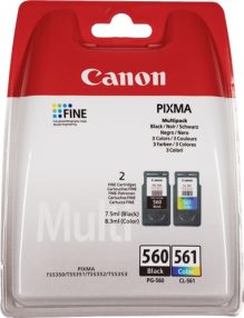 Canon PG560 Noir + CL561 Couleur Pack de 2 cartouches d’encre originales – 3713C006