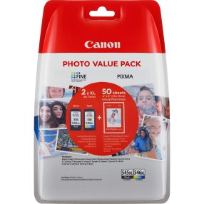 Pack de 2 cartouches d’origine : canon PG545XL noire + CL546XL couleur + 50 feuilles de papier photo – 8286B006