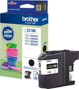 Cartouche d’encre originale noire LC221 de Brother – LC221BKBP