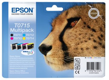 Epson T0715 Pack de 4 cartouches d’encre originales – C13T07154012