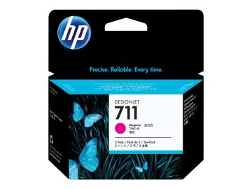 Cartouches d’encre d’origine HP 711 Magenta (3 lots) – CZ135A