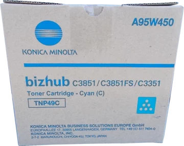 Konica Minolta TNP49 Cartouche de Toner Cyan Originale – TNP49C/A95W450