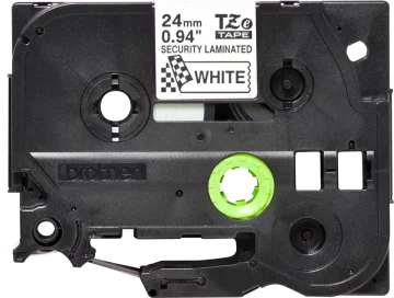 Brother TZeSE5 Original Laminated Security Label Tape – Texte noir sur fond blanc – Largeur 24 mm x 8 mètres