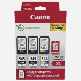 Canon PG-545XL/CL-546XL Multipack de 3 cartouches d’encre originales + 50 feuilles de papier photo – 8286B015