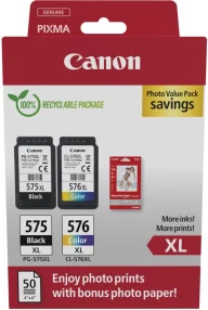 Canon PG-575XL/CL-576XL Multipack de 2 cartouches d’encre originales + 50 feuilles de papier photo – 5437C006