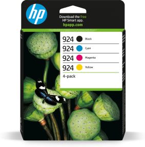 HP 924 Pack de 4 cartouches d’encre originales Noir, Jaune, Magenta, Cyan – 6C3Z1NE